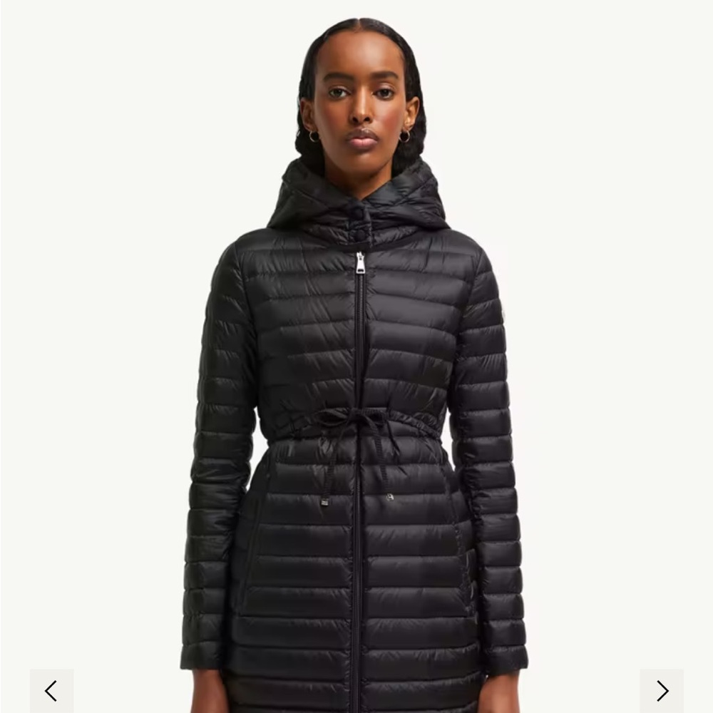 Moncler Women's Barbel hooded fit and flare Long Down Jacket